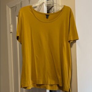 Ann Taylor Pima Cotton Gold Mustard Short Sleeve Top T-Shirt XL